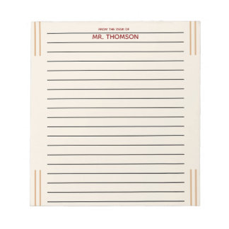 Unique Teacher Lined Paper From The Desk Of  Notepad