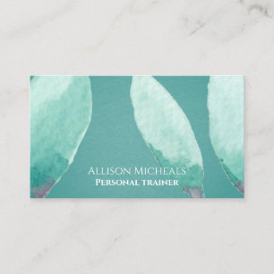 Unique Teal Aqua Nature Watercolor Professional Business Card