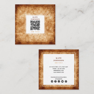 Unique Terracotta Abstract QR Code Social Media Square Business Card