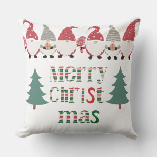 Unique text Santa with trees red green and white   Cushion