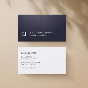 Unique Texture Blue Monogram Financial Consultant Business Card