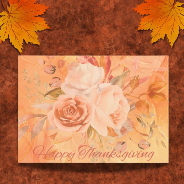 Unique Thanksgiving Floral Greeting Holiday Postcard (A pretty postcard with a soft floral Thanksgiving theme.)