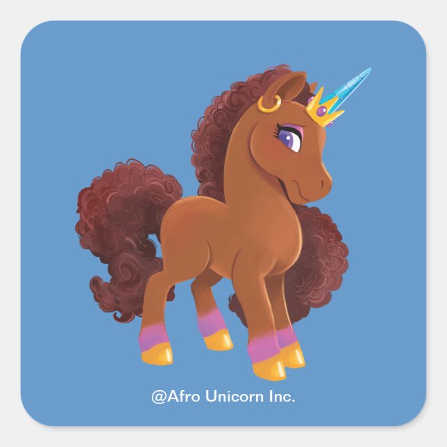 Unique the Unicorn Standing Proud Square Sticker (Front)