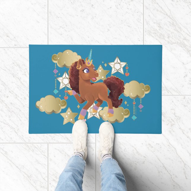 Unique the Unicorn Stars & Clouds Doormat (Indoor)