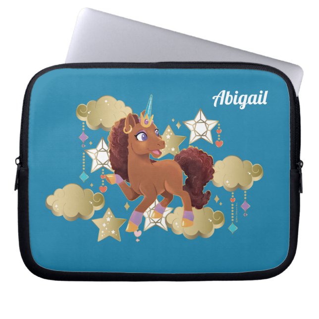 Unique the Unicorn Stars & Clouds Laptop Sleeve (Front)