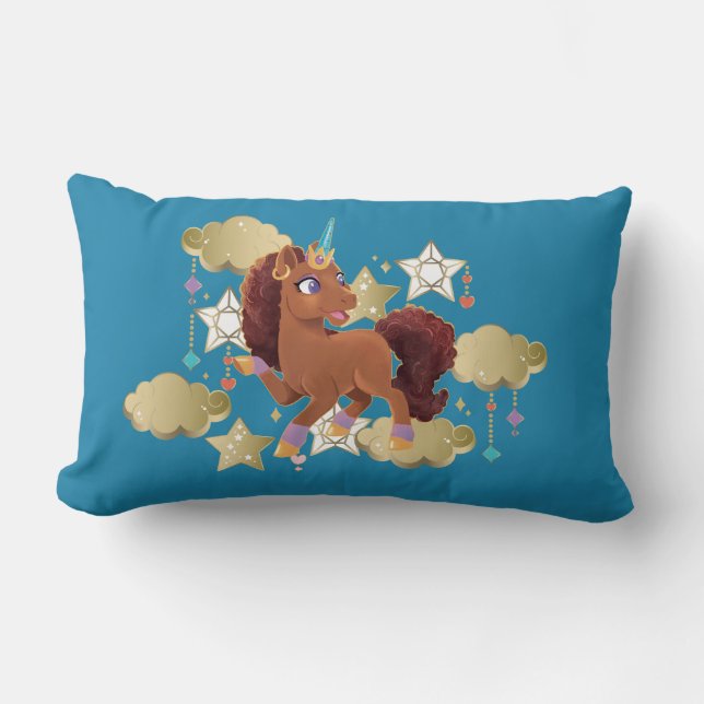 Unique the Unicorn Stars & Clouds Lumbar Cushion (Front)