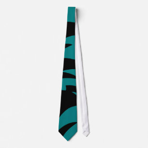 Unique ties teal and black striped retro men's tie