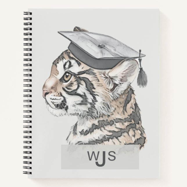 Unique Tiger Grad Theme Monogram Spiral Notebook (Front)