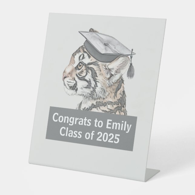 Unique Tiger Graduation Tabletop Sign (Front)