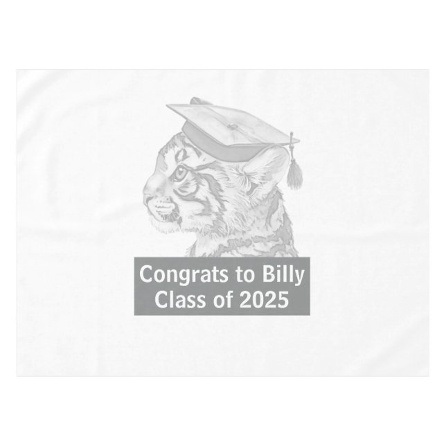 Unique Tiger Graduation Themed Tablecloth (Front (Horizontal))