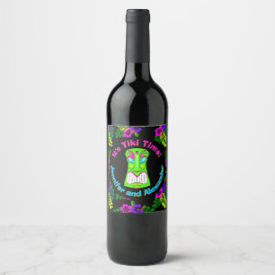 Unique Tiki Time Island Themed Wine Label