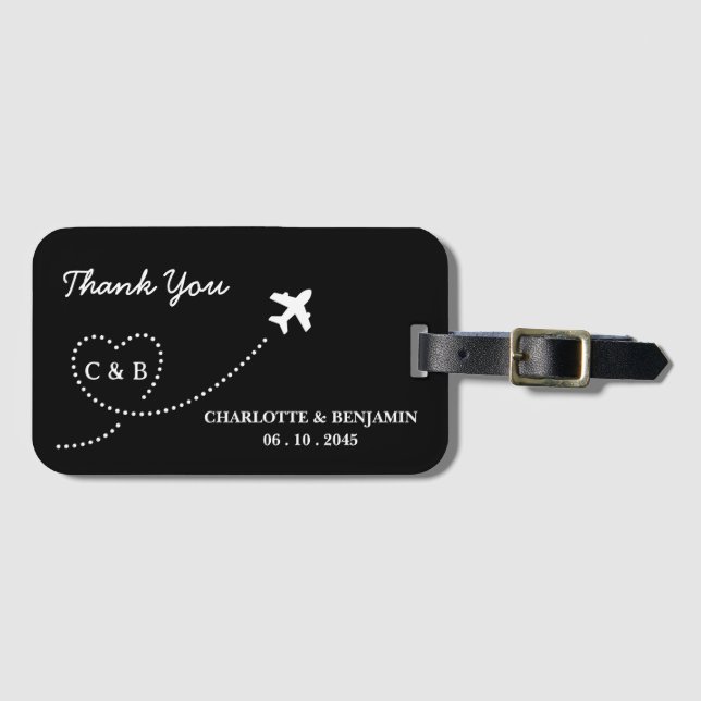Unique Travel Destination Wedding Favour Luggage Tag (Front Horizontal)