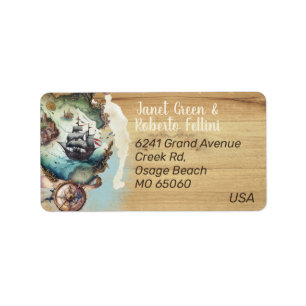 Unique Treasure Island theme artsy custom address Label