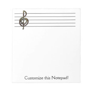 Unique Treble Clef Music Staff Personalizable Notepad