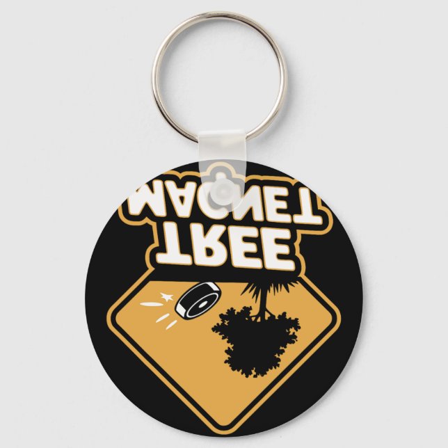 Unique Tree Magnet Disc Golf Art For Enthusiasts  Key Ring (Front)