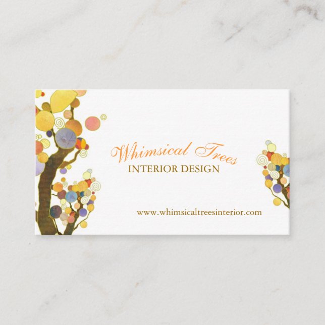 Unique Tree Theme Interior Design Business Card (Front)