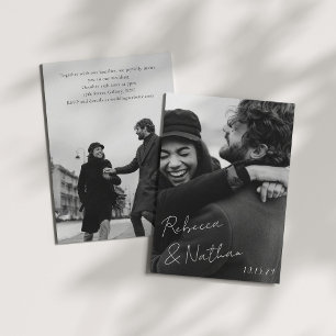 Unique Trendy Black White Large Photos Wedding Invitation