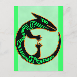 Unique Tribal Green Lizard Postcard