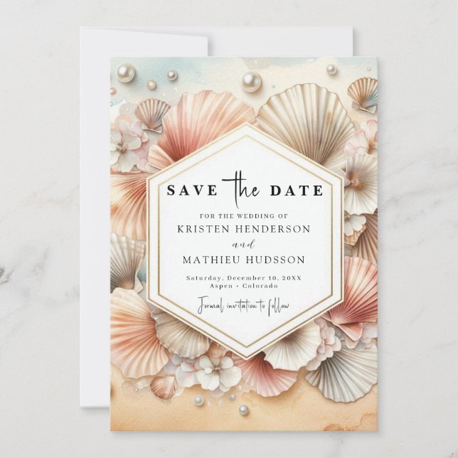 Unique Tropical Beach Wedding Save The Date (Front)