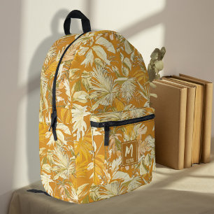 Unique Tropical Leaf Yellow Modern Personalised Printed Backpack