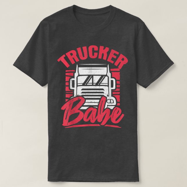 Unique Trucker Babe Trailer Truck Driver Women  T-Shirt (Design Front)