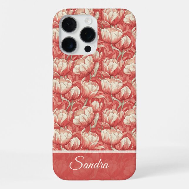 Unique Tulip Customisable Name Iphone Case For Her (Back)