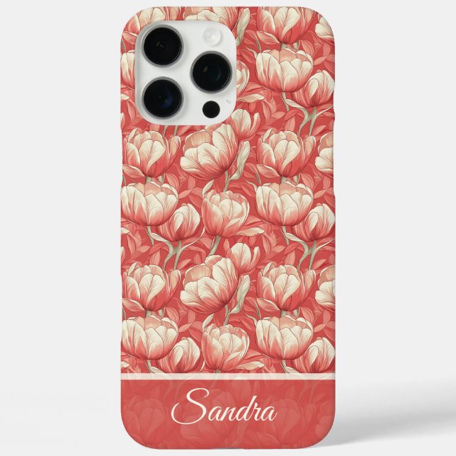 Unique Tulip Customisable Name Iphone Case For Her (Back)