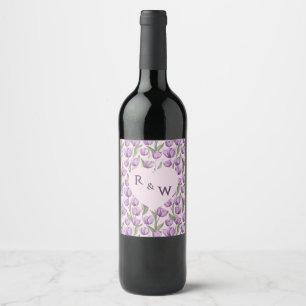 Unique tulip Flower Vintage Wedding Wine Label