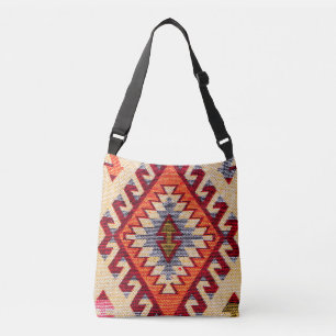 Unique Turkish Beige Kilim Rug  Crossbody Bag