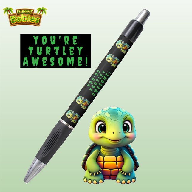 Unique Turtle, Tortoise Back to School Supply 🐢 (Cute Turtle You're Turtley Awesome! Tortoise Wildlife Animal Cartoon Graphic Stationery Ink Pen 🐢)