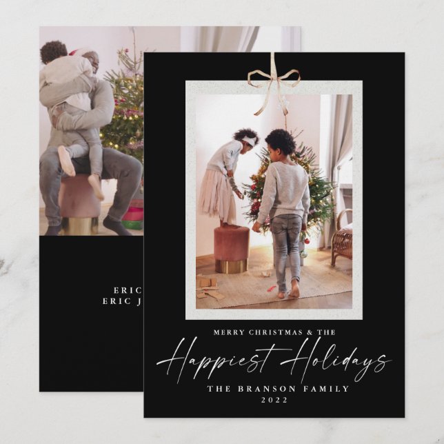 Unique Two Photo Happiest Christmas Holiday Card (Front/Back)