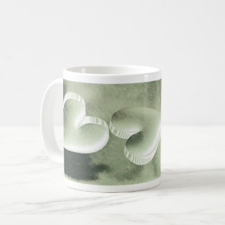 Unique two silver green hearts Cup