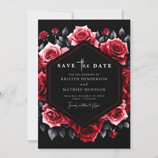 Unique Typography Crimson Red Wedding Save The Date (Front)