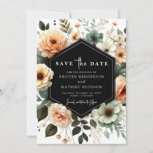 Unique Typography Peach Wedding Save The Date