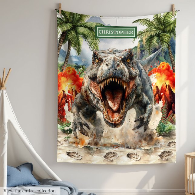 Unique Tyrannosaurus Blanket Personalised for Boy (Unique Tyrannosaurus Blanket Personalized with Boy Name)