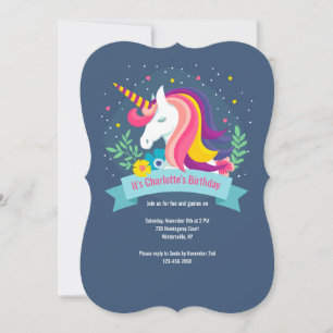 Unique Unicorn Birthday Party Invitation