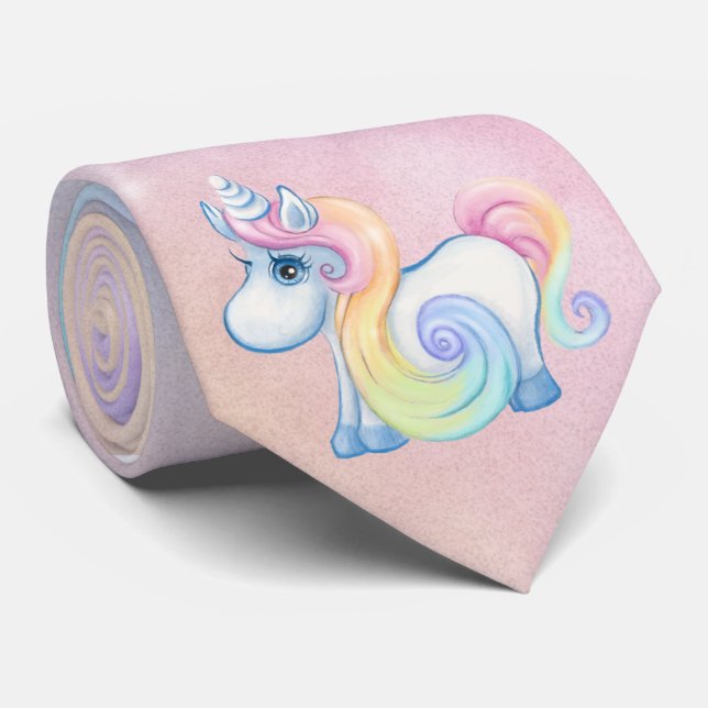 Unique Unicorn Pastel Cloud Tie (Rolled)