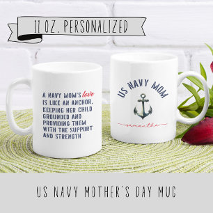 Unique US Navy Mom Custom Coffee Mug