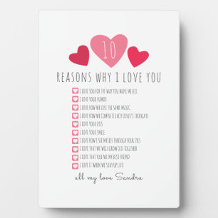 unique valentines anniversary reasons I love you Plaque