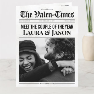 Unique Valentines Day Card, Couples Newspaper Gift Card