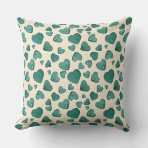 Unique Valentine's Day Watercolor Green Heart Cushion