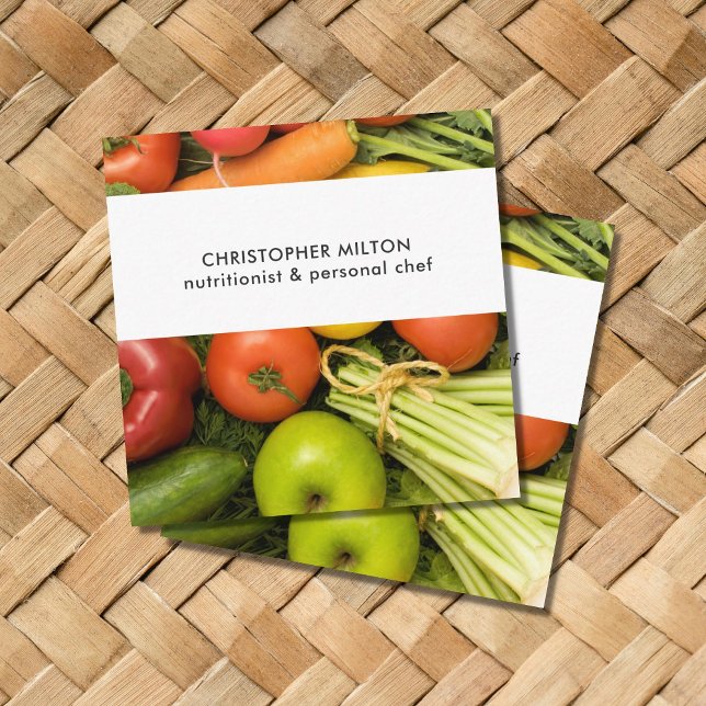 Unique Vegetables Nutritionist Square Business Card (Creator Uploaded)
