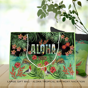 Unique Vibrant Watercolor Aloha Tropical Paradise Large Gift Bag
