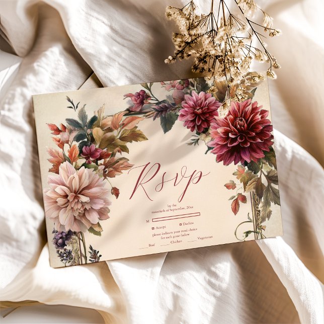 Unique Victorian Royal Floral Wedding  RSVP Card (Creator Uploaded)