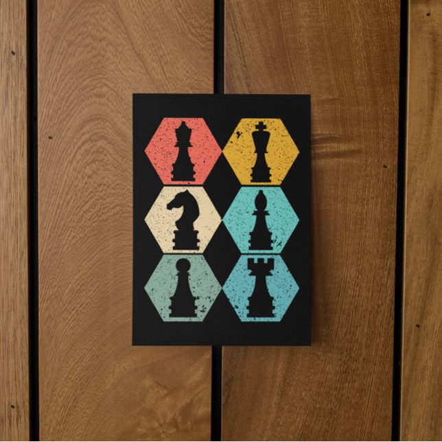 Unique Vintage Chess Pieces Sunset Postcard (vintage chess pieces sunset postcard)