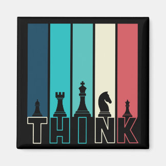 Unique Vintage Chess Pieces Think Colourful Magnet