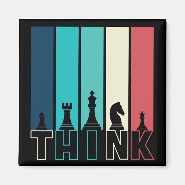 Unique Vintage Chess Pieces Think Colourful Magnet (Front)