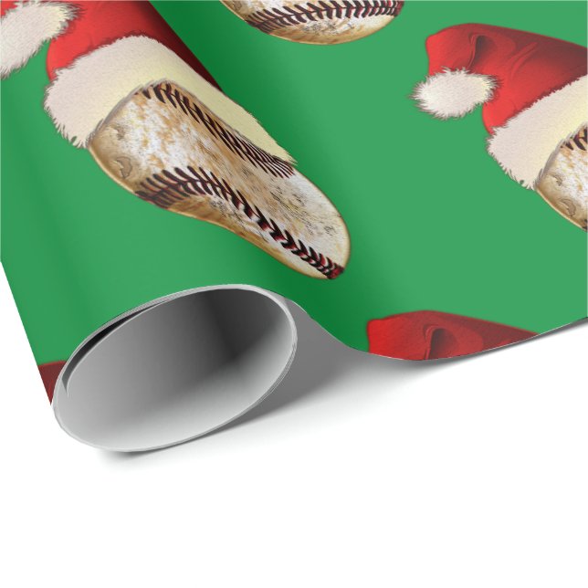 Unique Vintage Christmas Baseball Wrapping Paper (Roll Corner)