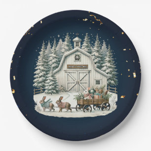 Unique vintage Christmas Scenery Paper Plate