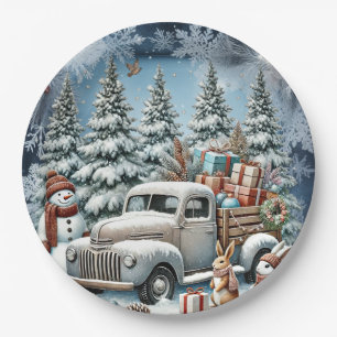 Unique vintage Christmas Scenery Paper Plates